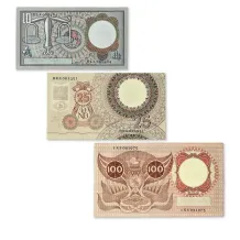 Bankbiljetten 10-25-100 gulden 1953-1955