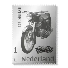 Zilveren postzegel Nederlandse Motorfiets merken Eysink 1953 2025