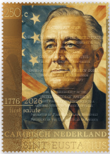 St. Eustatius Gouden postzegel First Salute President F.D. Roosevelt