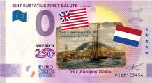 0 Euro biljet Nederland 2026 - Sint Eustatius First Salute 1776-2026 kleur