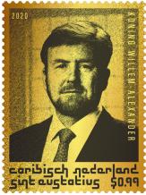 Sint Eustatius Gouden postzegel Koning Willem-Alexander 2020