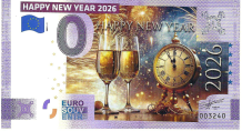 0 Euro biljet Nederland 2025 - Happy New Year 2026 KLEUR
