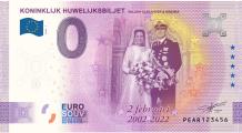 0 Euro biljet Nederland 2022 - Koninklijk Huwelijksbiljet
