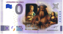 0 Euro biljet Italië 2026 - Leonardo da Vinci COLOR
