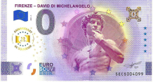 0 Euro biljet Italië 2025 - Firenze - David Di Michelangelo ANNIVERSARY