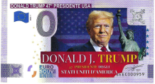 0 Euro biljet 2025 - Donald Trump 47° Presidente USA KLEUR