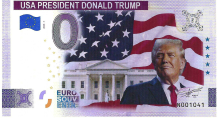 0 Euro biljet 2025 - USA President Donald Trump KLEUR