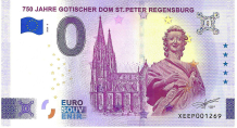 0 Euro biljet Duitsland 2026 - 750 Jahre Gotischer Dom St.Peter Regensburg