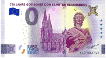 0 Euro biljet Duitsland 2026 - 750 Jahre Gotischer Dom St.Peter Regensburg GOLD LABEL