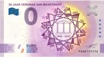 0 Euro biljet Nederland 2022 - Verdrag van Maastricht LIMITED EDITION FIP#58