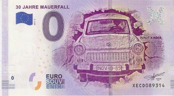 0 Euro biljet Duitsland 2019 - 30 Jahre Mauerfall