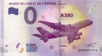 0 Euro biljet Frankrijk 2017 - Musée de l'air et de l'espace Airbus A380