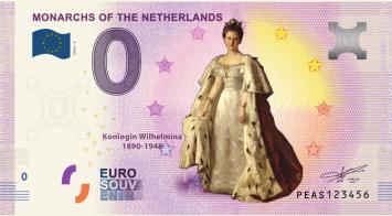 0 Euro biljet Nederland 2020 - Koningin Wilhelmina KLEUR