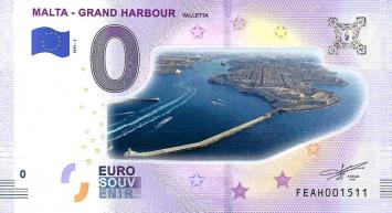 0 Euro biljet Malta 2019 - Grand Harbour Valletta KLEUR