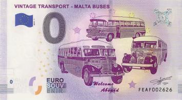 0 Euro biljet Malta 2019 - Vintage Transport Malta Buses