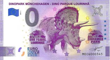 0 Euro biljet Portugal 2020 - Dino Parque Lourinha Triceratops