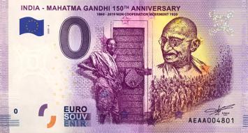 0 Euro biljet India 2020 - Mahatma Gandhi 6 - Non Cooperation Movement
