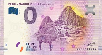 0 Euro biljet Peru 2019 - Machu Picchu