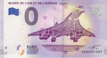 0 Euro biljet Frankrijk 2019 - Musée de l'air et de l'espace Concorde