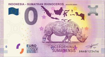 0 Euro biljet Indonesia 2019 - Sumatran Rhino