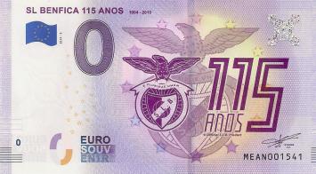 0 Euro biljet Portugal 2019 - SL Benfica 115 Anos
