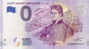 0 Euro biljet Slowakije 2019 - Jozef Dekret Matejovie