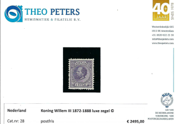 Nederland NVPH nr. 28 Koning Willem III 1872-1888 postfris