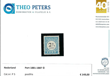 Nederland NVPH nr. P5 Port Cijfer 1881-1887 postfris
