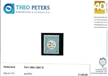 Nederland NVPH nr. P5 Port Cijfer 1881-1887 postfris