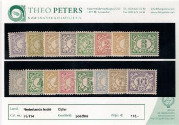 Nederlands Indië NVPH nr. 99/114 Cijfer 1912-1930 postfris