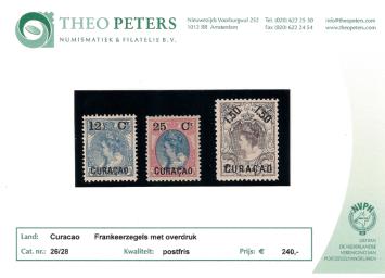 Curaçao NVPH nr. 26/28 Frankeerzegels met overdruk 1901-1902 postfris