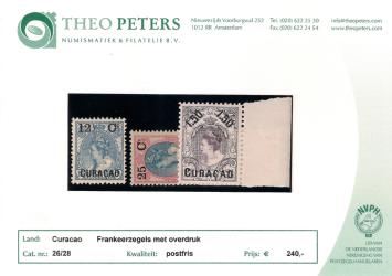 Curaçao NVPH nr. 26/28 Frankeerzegels met overdruk 1901-1902 postfris