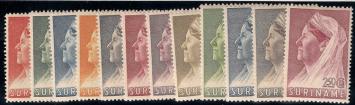 Suriname NVPH nr. 167/178 Koningin Wilhelmina met sluier 1936 postfris