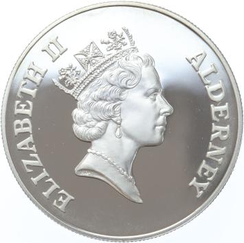 Alderney 5 Pounds 2000 Millenium silver Proof