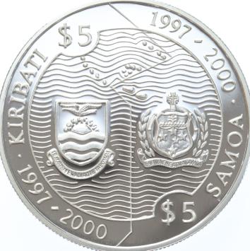 Kiribati/Samoa 5 Dollars/ 5 Tala 1997 2 part-coin silver Proof