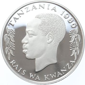 Tanzania 100 Shilingi 1986 Elephant silver Proof