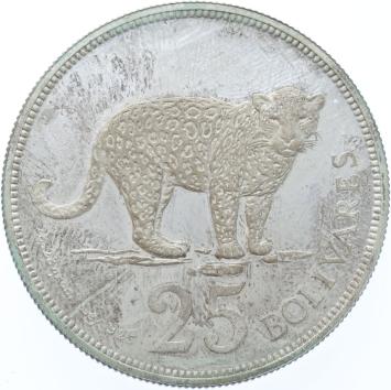 Venezuela 25 Bolivares 1975 Jaguar silver Proof