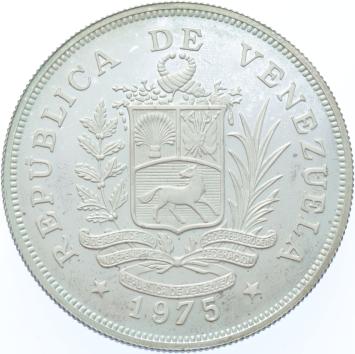 25 Bolivares 1975 Jaguar silver Proof