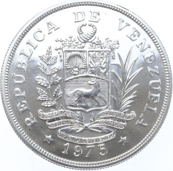 Venezuela 50 Bolivares 1975 Armadillo silver BU