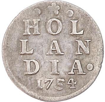 Holland Dubbele wapenstuiver 1754
