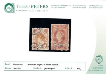 Nederland NVPH nr. 104/105 Jubileumzegel met opdruk 1920 gestempeld