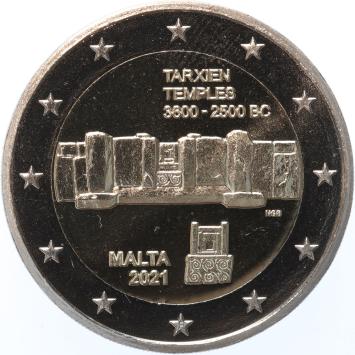 Malta 2 euro 2021c Tarxien Tempels mmt F in ster UNC