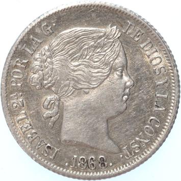 Philippines 20 Centimos 1868 silver UNC