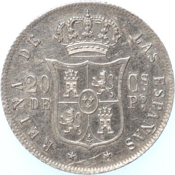 Philippines 20 Centimos 1868 silver UNC