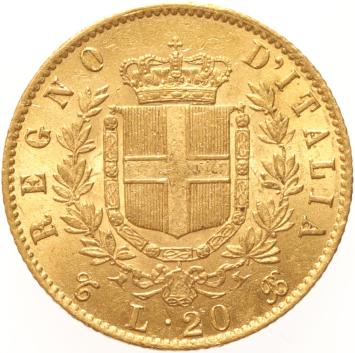 Italy 20 lire 1863