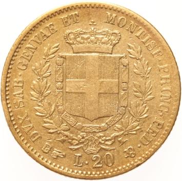 Italian States Sardinia 20 Lire 1850p