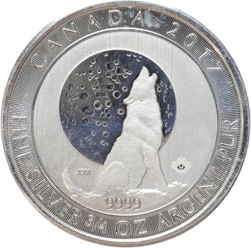 Canada Wildlife Silver Wolf Moon 2017 3/4 ounce silver