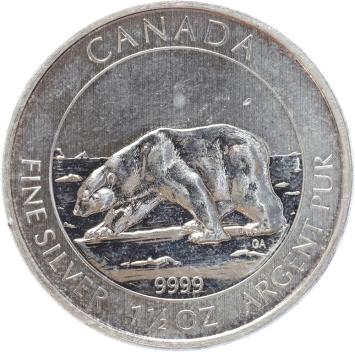 Canada Wildlife Polar Bear 2013  1 1/2 ounce silver