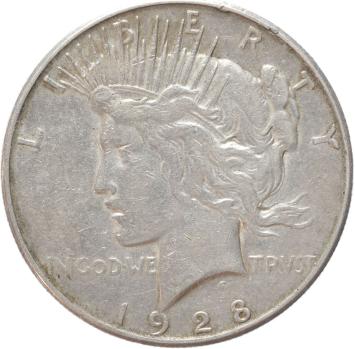 USA Peace 1 Dollar silver 1928s XF