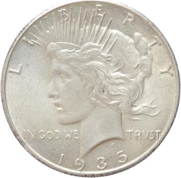 USA Peace 1 Dollar silver 1935 UNC